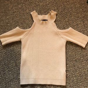 Beige Open Shoulder Crop Top - size small